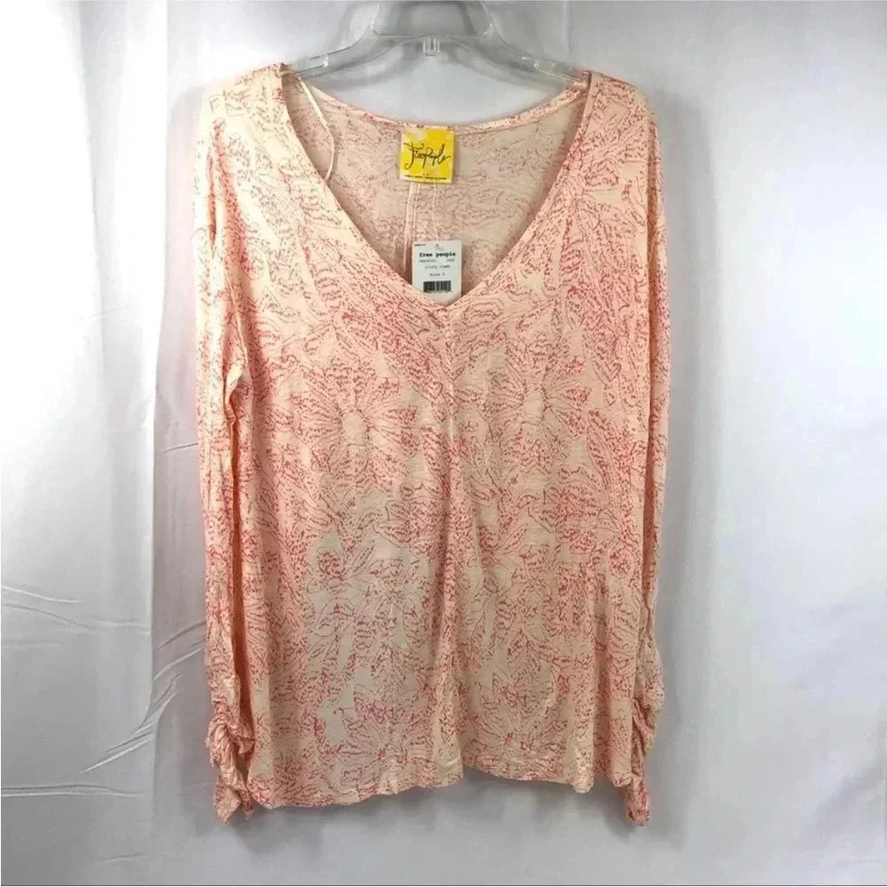 Free People Sahara Printed Asymmetrical Hem Top XS NWT